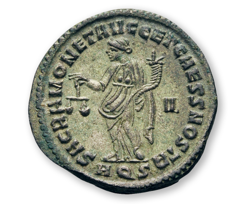 Follis of Maximianus Herculius, back