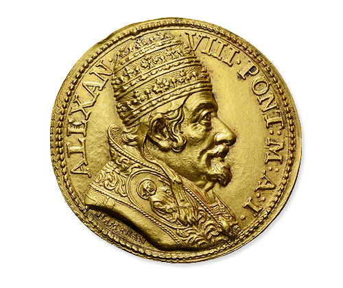 Gold medal of Pope Alexander VIII., front